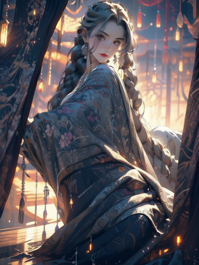 (High resolution: 1.2), (Best quality)), (Masterpiece), (detailed), (A girl), wearing ancient Chinese clothes, (long hair fluttering: 1.3), posing in Chinese Tai Chi, showing only the upper body, showing an elegant, mysterious and dynamic ink painting style against the background of ink splashes, creating a harmonious and balanced atmosphere with color tones and shade changes.