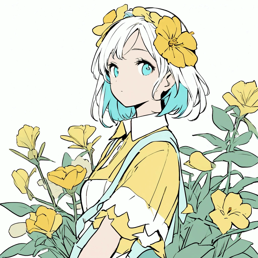 Female solo Summer Yellow Nostalgic Simple and beautiful color scheme Collared clothes Flat color Flowers