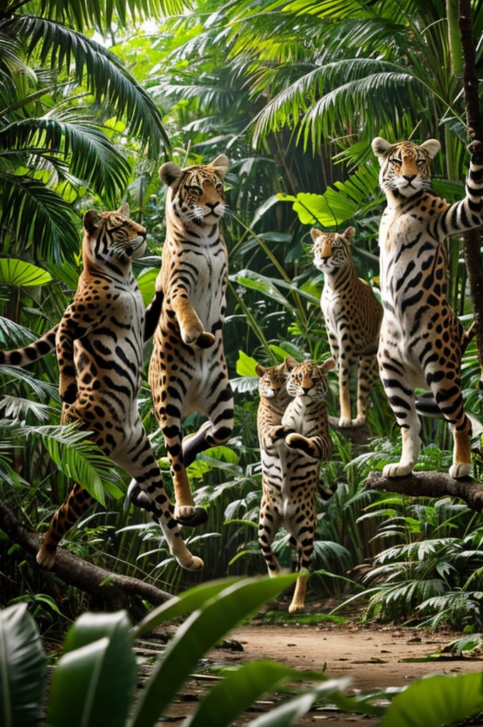 Group of animals dancing in jungle