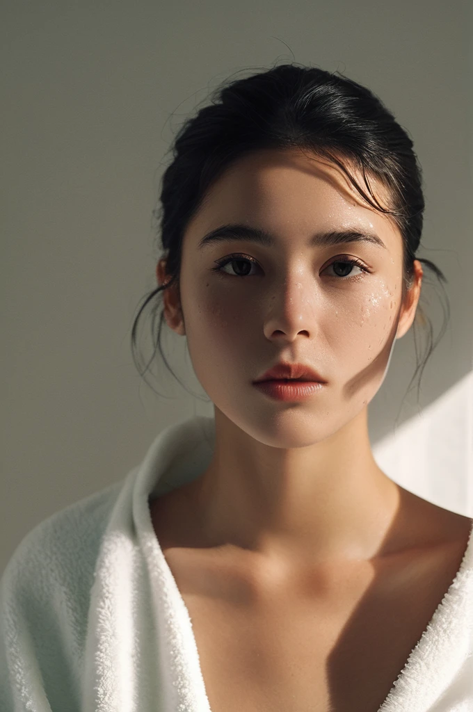 (Wrapped in a towel and lying on the bed:1.4), water drops, messy hair, splash detailed, (surreal dramatic lighting shadow:1.4), (lofi, analog), kodak film by Brandon Woelfel Ryan McGinley.
ultra highres, sharpness texture, High detail RAW Photo, detailed face, shallow depth of field, (realistic skin texture:1.2), (freckles, moles:0.6), dslr, film grain, Fujifilm XT3,