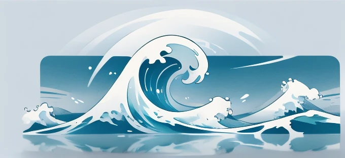 Wave design, Simple, pattern, Can draw, 美しいWave design, Japanese style、Ukiyo-e、No border、There is momentum、Monotonous colors、White background、Only waves、Full Screen、drop、round