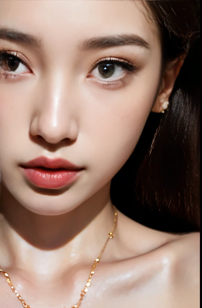 (masterpiece:1.3), (8 thousand, realistic, RAW photos, best quality: 1.4), (1 woman),(very sexy), (Beautiful makeover), (((유난히 아름다운 realistic 얼굴))), (((Create a slim and beautiful body))), (long eyelashes), (double eyelid), (Brown hair, parted, long hair:1.3), (아름다운 parted스타일), (Realistic and truly beautiful and delicate eyes), (((beautiful and big breasts))), (realistic and beautiful skin), (absurd), (attractive), (ultra high resolution), (extremely realistic), (very detailed), (golden ratio), (necklace), (earring), (So beautiful and sexy), (((beautiful eyes))), (((high nose))), (((small nostrils))), (((beautiful mouth))), (((beautiful mouth술)))