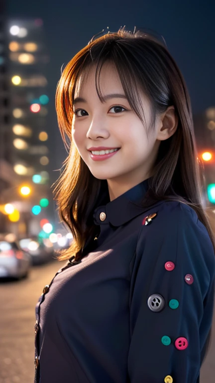 (1 girl, (The buttons on the front of her blouse are undone.:1.2), Beautiful Japanese actresses,
(RAW Photos, highest quality), (Realistic, Photorealistic:1.4), masterpiece, 

Very delicate and beautiful, Very detailed, 2k wallpaper, wonderful, 
finely, Very detailed CG Unity 8k 壁紙, Very detailed, High resolution, 
Soft Light, Beautiful detailed girl, Very detailed目と顔, Beautiful and detailed nose, Beautiful and detailed, Cinema Lighting, 

BREAK

(Snowy night cityscape as background 1.3), City lights, 
Perfect Anatomy, Slender body, Medium breasts, kind smile, Face the front completely, Looking at the camera, SFW)