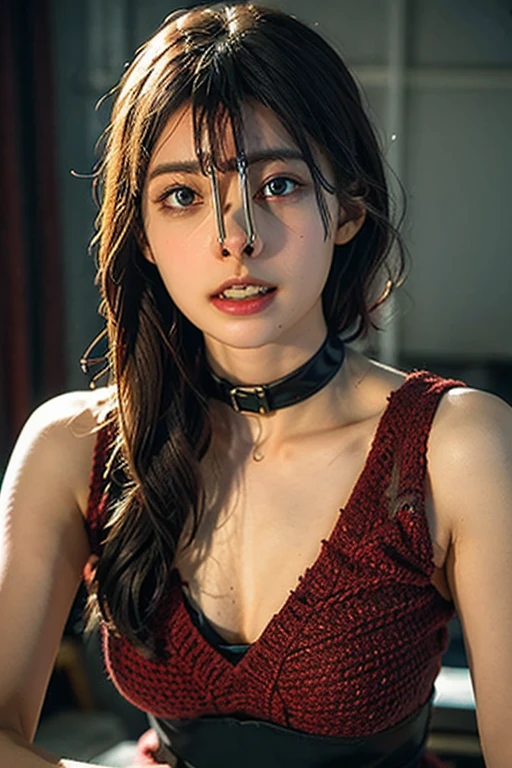 (Browsing Caution:-2), (Realistic, photo-Realistic :1.4), (Highest quality, masterpiece:1.2), RAW Photos, High resolution, Intricate details, Very detailed, Realistic and sharp details, Portraiture, (Bust Shot, Front view:1.2 ), alone, Beautiful Japanese Women, Beautiful woman, Black Hair, (Short Bob Hair), Detailed face, Detailed eyes, Beautiful Eyes, Refined nose, Pale skin, Fine skin, (Nose hook, Chain strap), (Gemstone Choker), clavicle, shoulder, T-Shirts, skirt, 