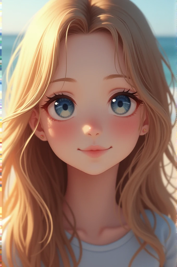 Woman with long blonde hair and blue eyes is taking pictures, Cute natural anime face, Beautiful Japanese girl face, Cute beautiful face of a girl, Young and adorable Korean face, Larisa Manovar, Cute realistic portrait, Realistic young anime girl, Korean Girls, Real life anime girls, Beautiful young Korean woman, Beautiful Korean Women, A lovely and delicate face、Light reduction、Dark Light、Hair blowing in the wind