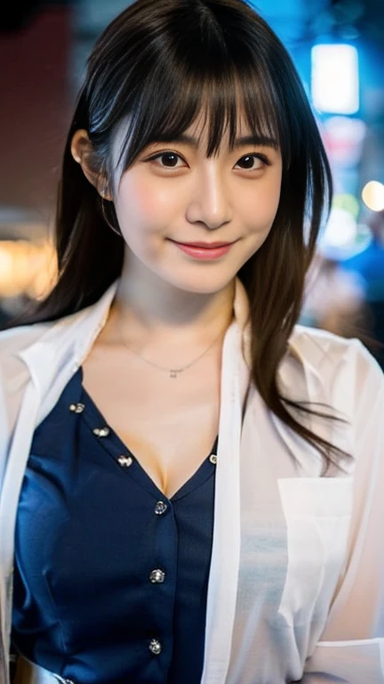 (1 girl, (The buttons on the front of her blouse are undone.:1.2), Beautiful Japanese actresses,
(RAW Photos, highest quality), (Realistic, Photorealistic:1.4), masterpiece, 

Very delicate and beautiful, Very detailed, 2k wallpaper, wonderful, 
finely, Very detailed CG Unity 8k 壁紙, Very detailed, High resolution, 
Soft Light, Beautiful detailed girl, Very detailed目と顔, Beautiful and detailed nose, Beautiful and detailed, Cinema Lighting, 

BREAK

(Snowy night Tokyo 1.4), City lights, 
Perfect Anatomy, Slender body, Medium breasts, kind smile, zoom-in face to waist, candid shot, medium shot or cowboy shot, bokeh, SFW)