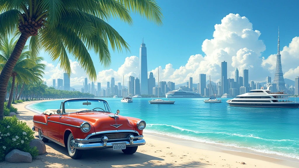 Class Metropolis、Tokyo、Beach、Palm tree、Old Car、Hotel、Marina、boat
