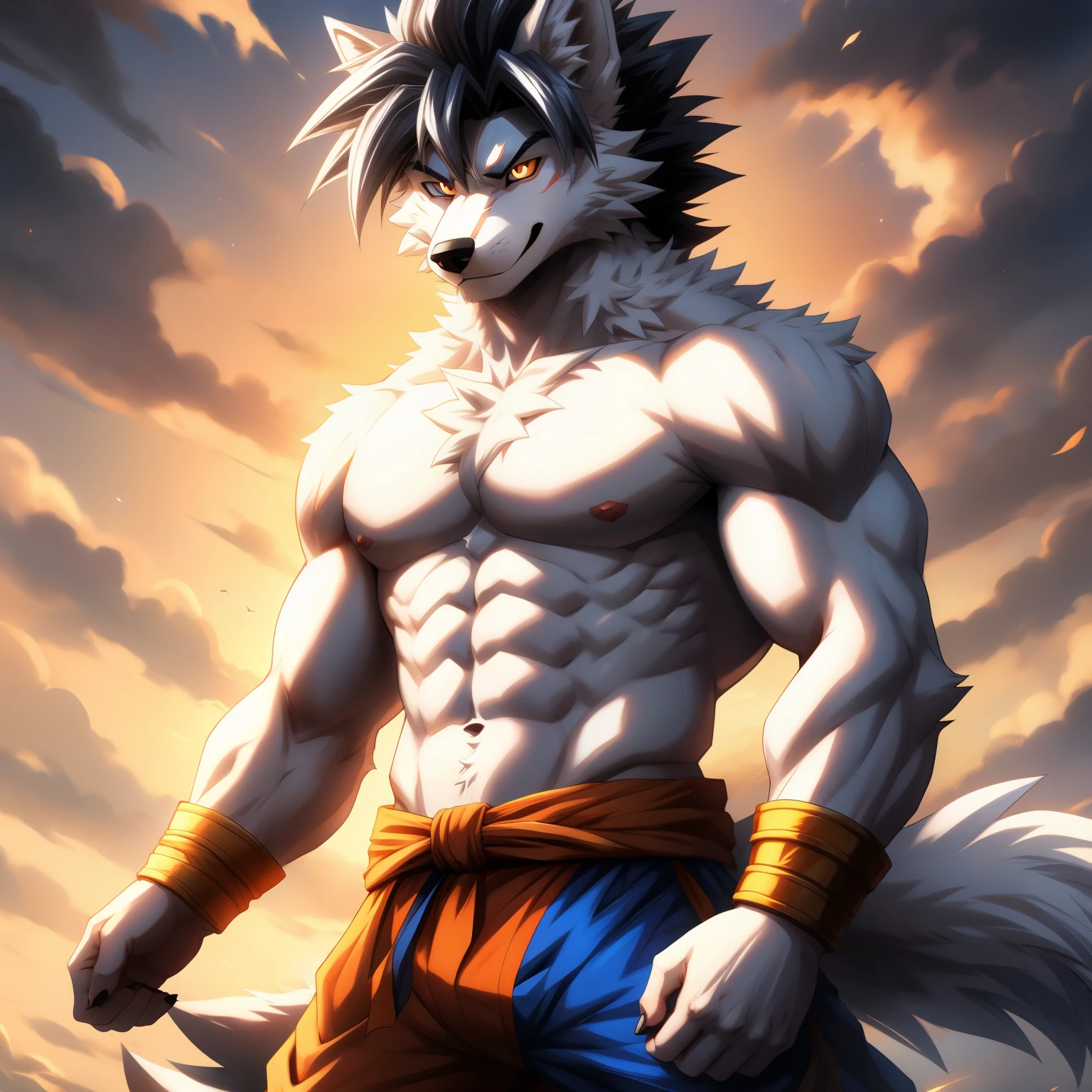 White skin,ager,wolf,wolf furry,male,wolf,white fur,White skin,whole bod,goku