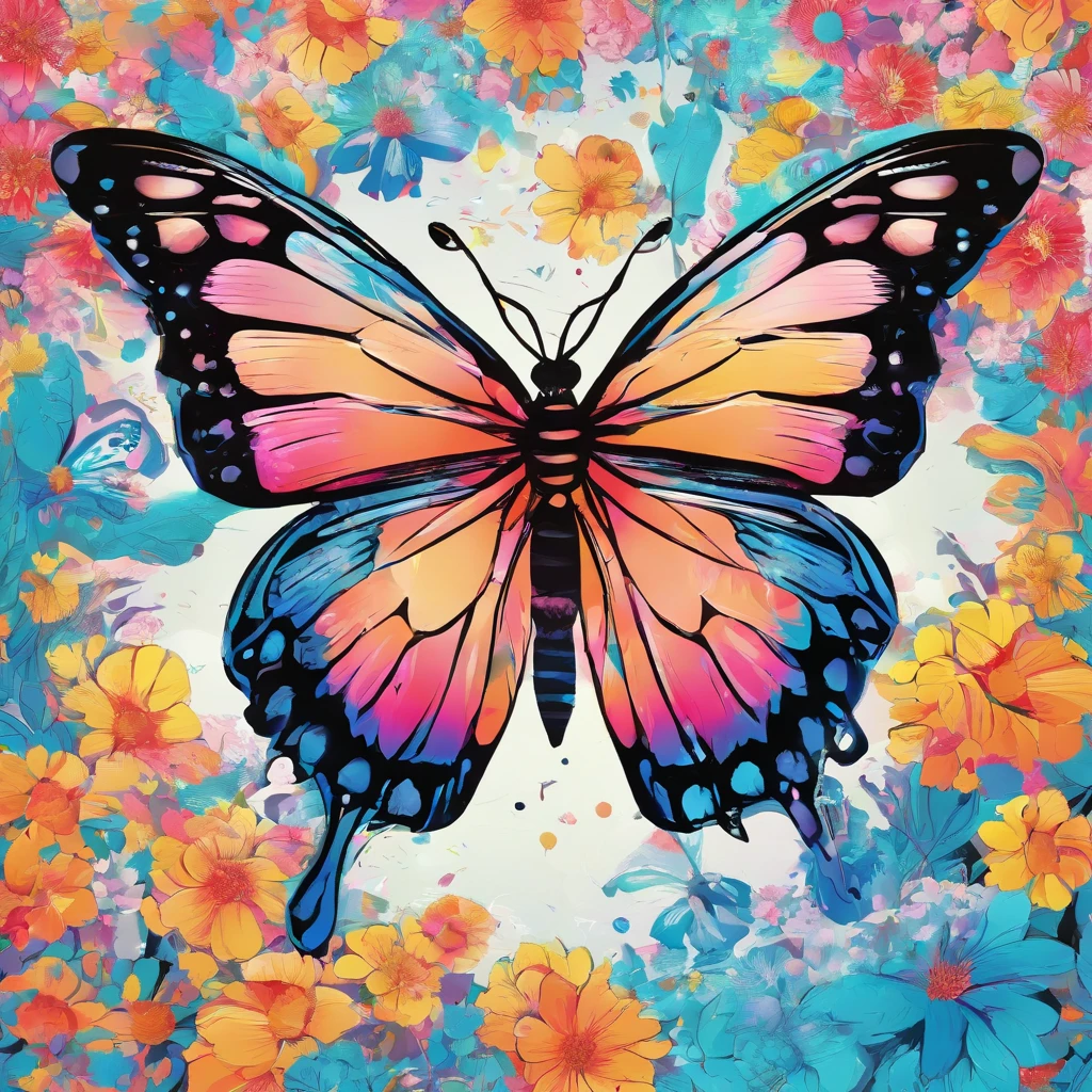 brightly colored butterfly with blue and pink wings surrounded by flowers, beautiful digital artwork, beautiful digital art, beautiful gorgeous digital art, colorfull digital fantasy art, harmony of butterfly, 4k highly detailed digital art, very beautiful digital art, beautiful digital painting, beautiful digital illustration, butterfly, 8k high quality detailed art, gorgeous digital art, beautiful art uhd 4 k, no jardim