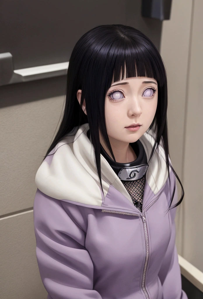 Close-up of a woman with a collar around her neck, Nezuko, Nezuko-chan, Hinata Hyuuga From Naruto, Anime girls in real life, hyper realistic anime, photorealistic anime, Charming anime girl, Hinata Hyuuga, From Naruto, realistic anime, realistic anime art style, A very detailed RTM pathogen., Attractive anime girl