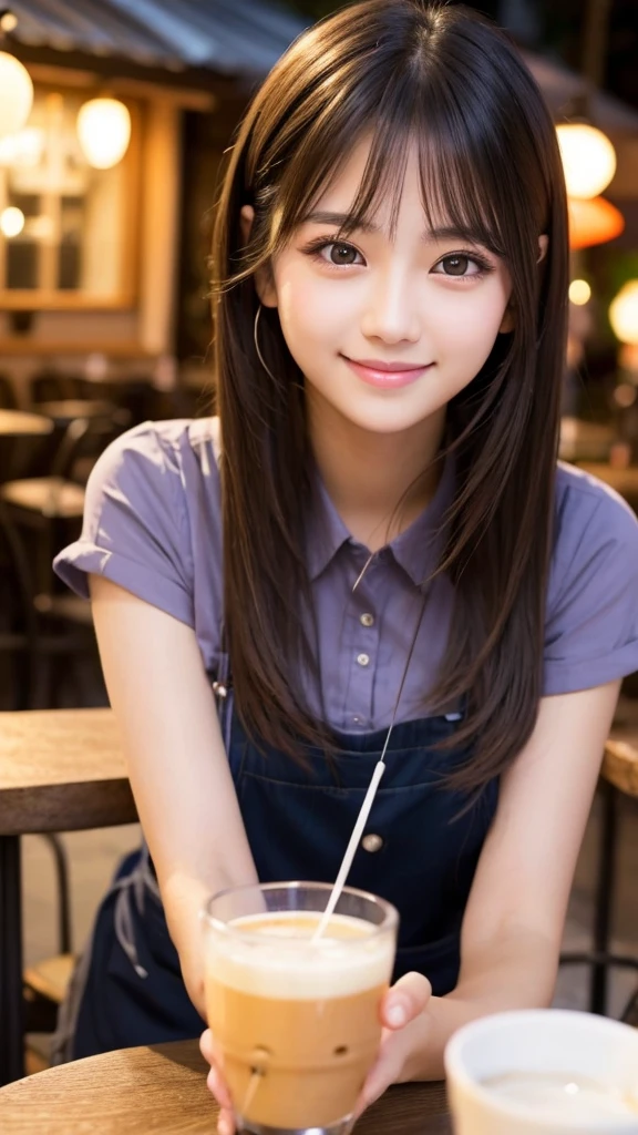 Cute girl working at a cafe terrace Japanese 19age
Professional Lighting Digital SLR Beautiful and elaborate face Perfect and beautiful face Big eyes Smile