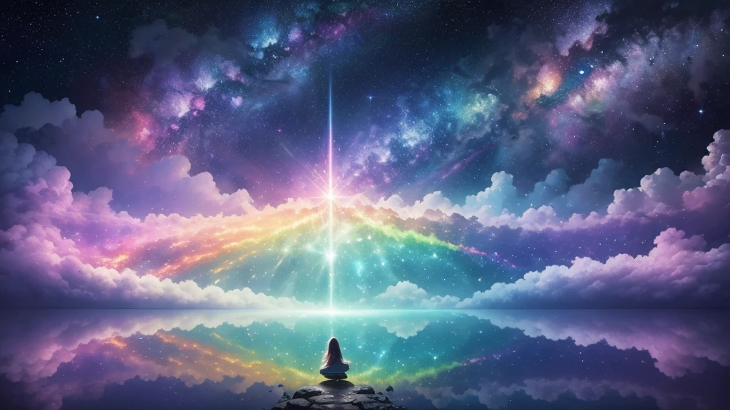 ((masterpiece)),((highest quality)),((high detail)),nobody, Magical space, A mysterious space, Pastel clouds, Rainbow Forest, A lot of gems, Sparkling, Shining Wind