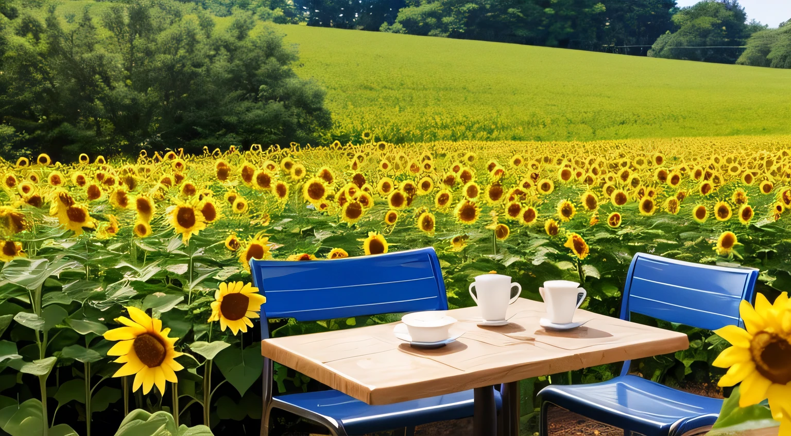 summer Sunflower field Cafe coffee shop