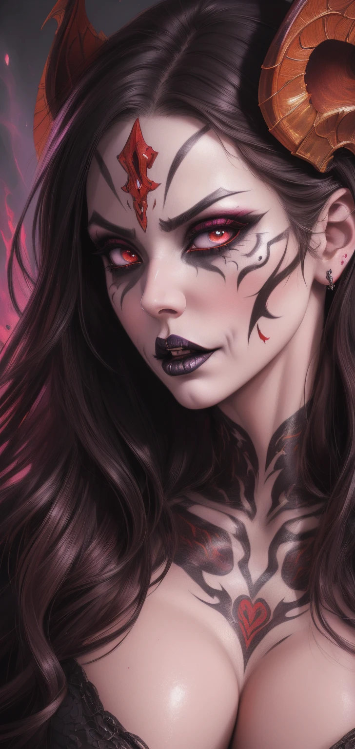 Full body portrait, from below, demoness, full body portrait, kendralustlora, succubus, day of the dead facepaint and bodypaint, scary detailed art in color, rage, fury, angry expression, , curvy hips, sexy,luring, erotic pwith open legs, lowleg panties, highlled fantasy art, beautiful fantasy art portrait, intricate detailed digital art, highly detailed digital painting, digital art fantasy art, mark brooks detailed, detailed fantasy digital art, amazing detail digital art, close-up portrait demoness skull, by Todd Lockwood, liquid metal girl
