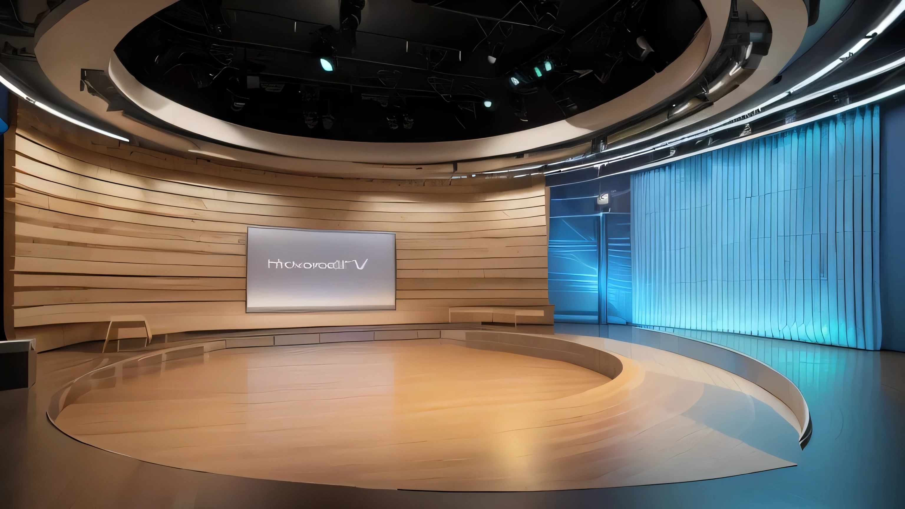 air-conditioned room with curved wall and wooden floor, tv studio, studio background, virtual set, indoors background, studio shot, plain studio background, studio backdrop, studio 4 k, 4k studio photo, studio, photo studio background, hyperrealistic lighting studio, 3D rendering”, professional studio, volumetric studio lighting, realistic studio photo, white studio background