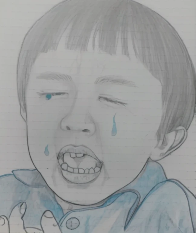 Realistic color photography style、Smiling emphasizes nasolabial folds. Make the chin a little thinner and accentuate the nasolabial folds.、I want it to look more like a color photograph............。3 year old boy, Xu々To、Clearly visible、Emphasizes deep nasolabial folds from nose to mouth、Generate left and right dimples、Show me your beautiful smile.。Make your eyes look cute with double eyelids.More more more more、Realistic、Generate it in a photo style.Please create beautiful teeth in the mouth.。Please generate more and more faces with skin tones。Please recreate the texture of skin。おばあちゃん帰らないでと、泣き叫ぶ3歳の男の子