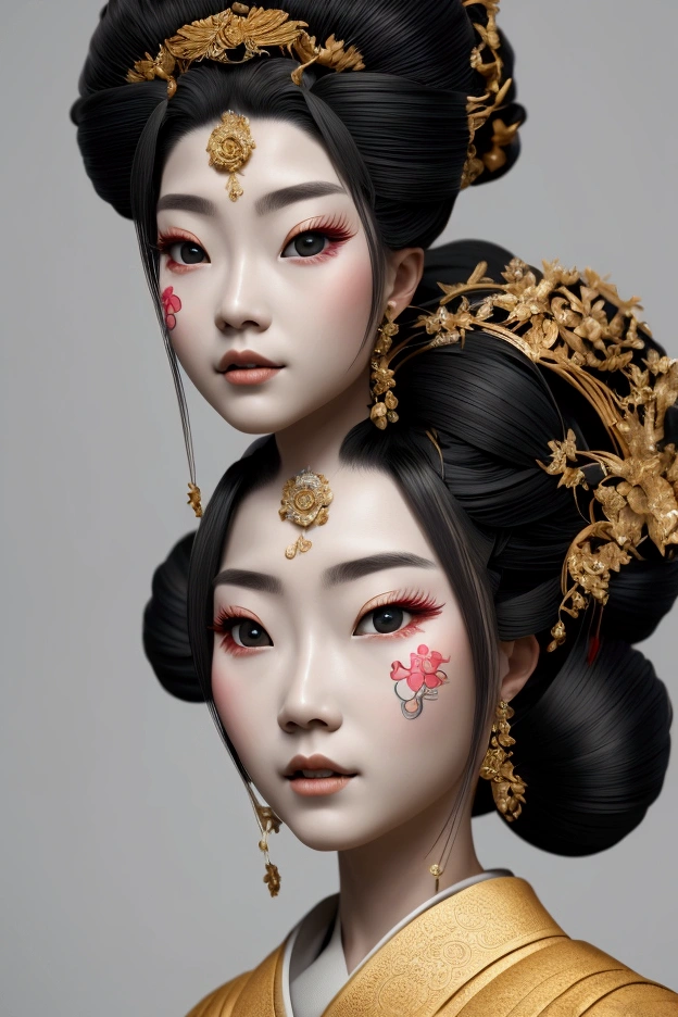 A highly detailed full-length portrait of a geisha.. 8k, Octane rendering, Intricate hyperdetails, symmetrical  