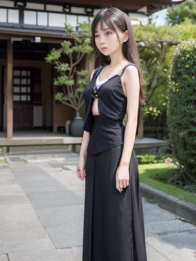 Japanese female, (underweight), (flat chest best quality:1.5),
architectural photograph, (butler), standing, full body shot, ground-level shot