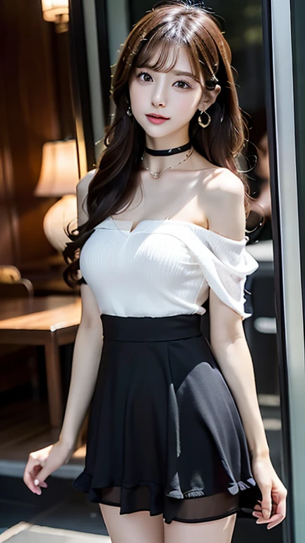 ((Put a shawl over your shoulders、Military style layered high waist dress with chain))whole body viewing angle、Extraordinary sexy beauty、beautiful, calm and bright look、Sexy and refreshing look、完璧なbeautifulcute顔、Very bright、Long bangs between the eyes、Long black hair straight hair、とてもcute、beautifully、Sexy young tiny woman、非常に完璧なbeautifulcute顔、、Real17歳女性、cute,((Small breasts))、(()) And a very slim figure,Very thin leganicules、Earrings、Pink Lip、choker、Real、Highest quality、Detailed face、Detailed Background、Depth of written boundary、alone、night,Highest quality、High resolution、超High resolution(Real:1.4)Detailed eyes、Gradation、Perfect anatomical figure、Woman with perfect body、Highly detailed skin、非常にDetailed face、細部までbeautiful目、Background blur、