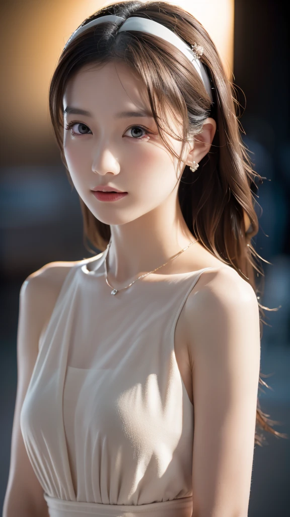 Best Quality, Masterpiece, High Resolution, 1girl, Porcelain Dress, Hair Accessories, Necklace, Jewelry, Pretty Face, On Body, middle breast, looking at viewer, Tyndall Effect, Realistic, Shadow Studio, Rim Lighting, Dual Tone Lighting, (High Detail Skins: 1.2), 8k UHD, dslr, soft light, high quality, volume light, sneak shot, photo, high resolution, 4k, 8k, background blur,