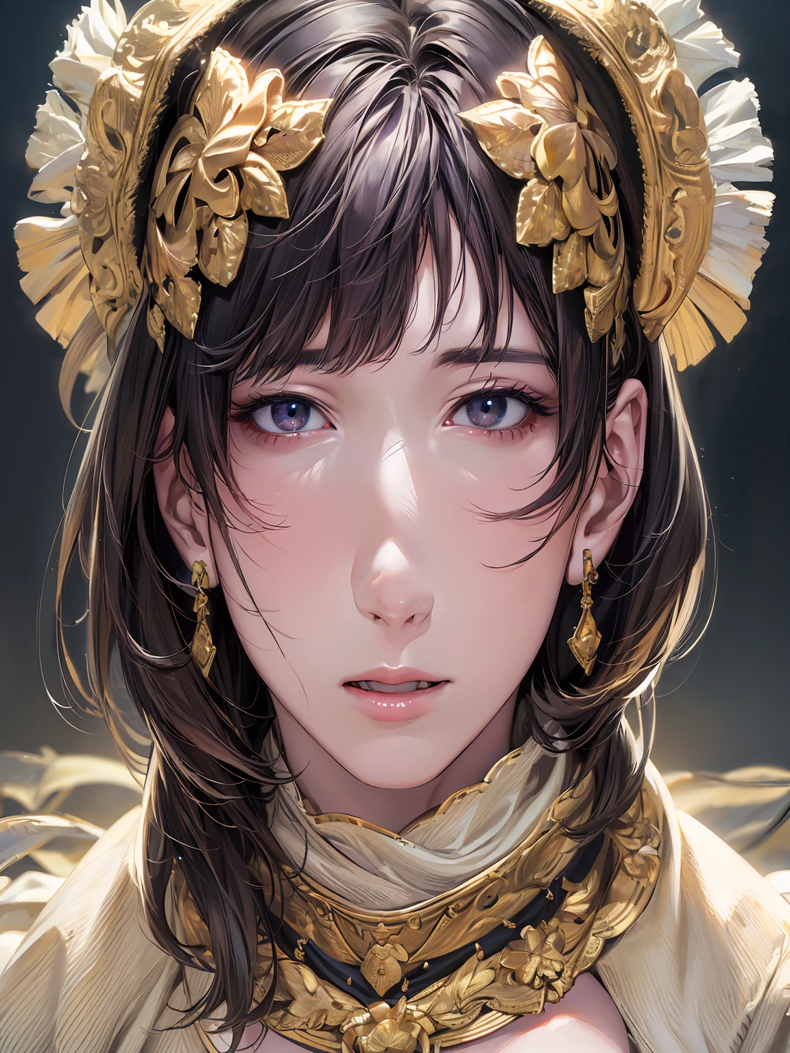 ((Highest quality)),(超High resolution),(Very detailed),(Detailed Description),((The best CG)),(masterpiece),Ultra-detailed art、(Highest quality、8k、32K、masterpiece)、(Realistic)、(Realistic:1.2)、(High resolution)、Very detailed、Very beautiful face and eyes、1 female、((Narrow eyes、Droopy eyes:1.4、fine grain))、Tight waist、Delicate body、(Highest quality、Attention to detail、Rich skin detail)、(Highest quality、8k、Oil paints:1.2)、Very detailed、(Realistic、Realistic:1.37)、Bright colors