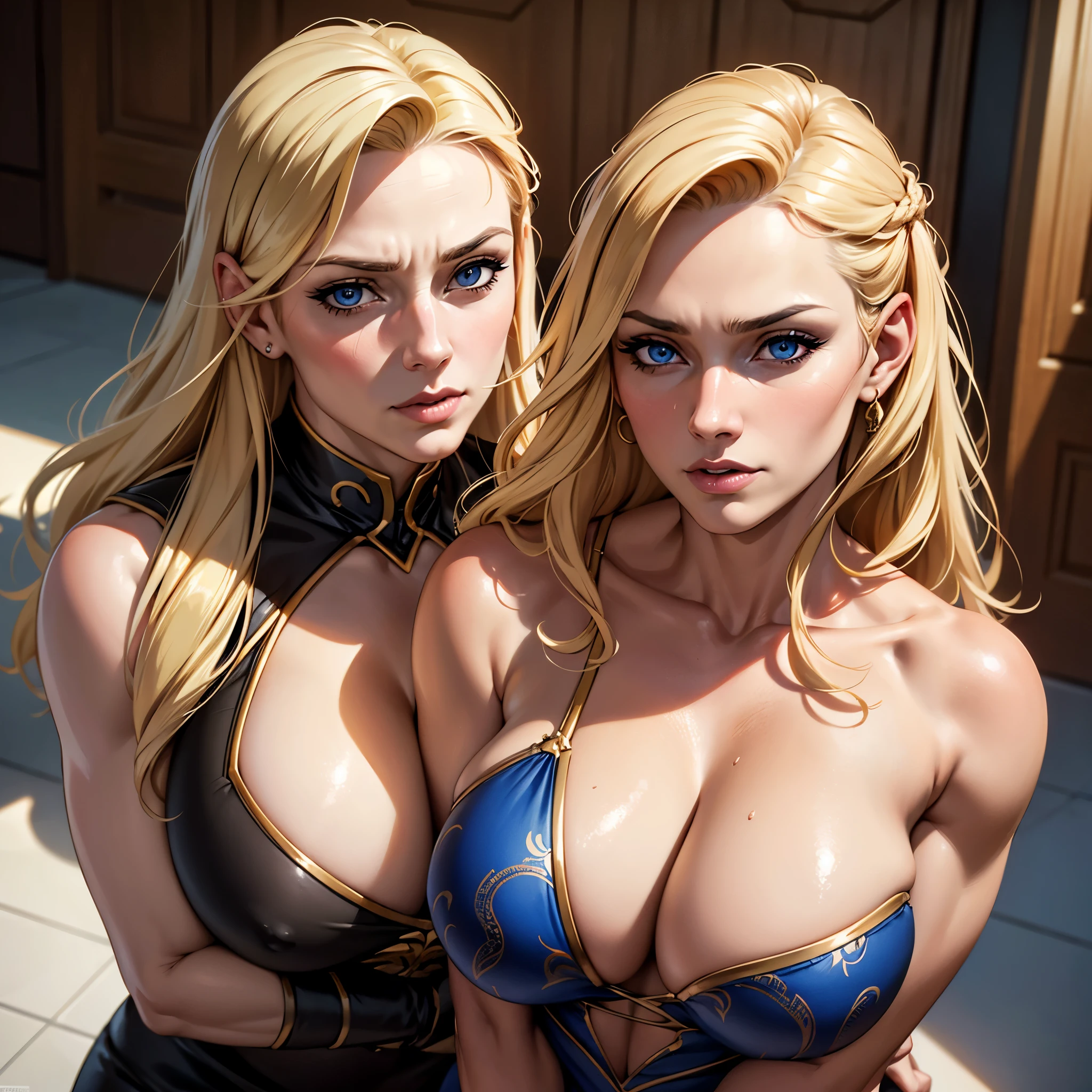 muscular woman, mother, milf, mature female, housewife, kitchen, busty, huge , huge breasts, blondelong hair, blue eyes, symmetrical eyes, highly detailed facial features,uplight, hentai, high detail, natural lighting, skin texture, symmetrical, high quality, absurdres, high res, ultrasharp, 8K, masterpiece, extreme attention to detail, perfect face,Realistic, (masterpiece, top quality, best quality, official art,) very detailed, most detailed, (1woman:1.3)