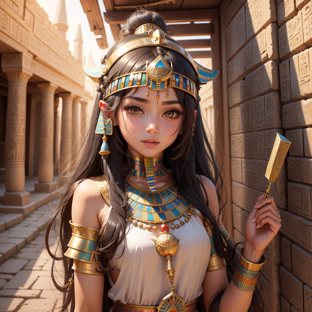 Cute ancient Egyptian princess、Colorful temples of ancient Egypt、The colorful streets of ancient Egypt