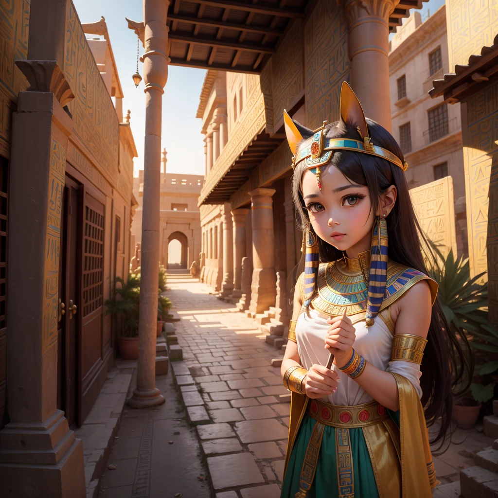 Cute ancient Egyptian princess、Colorful temples of ancient Egypt、The colorful streets of ancient Egypt