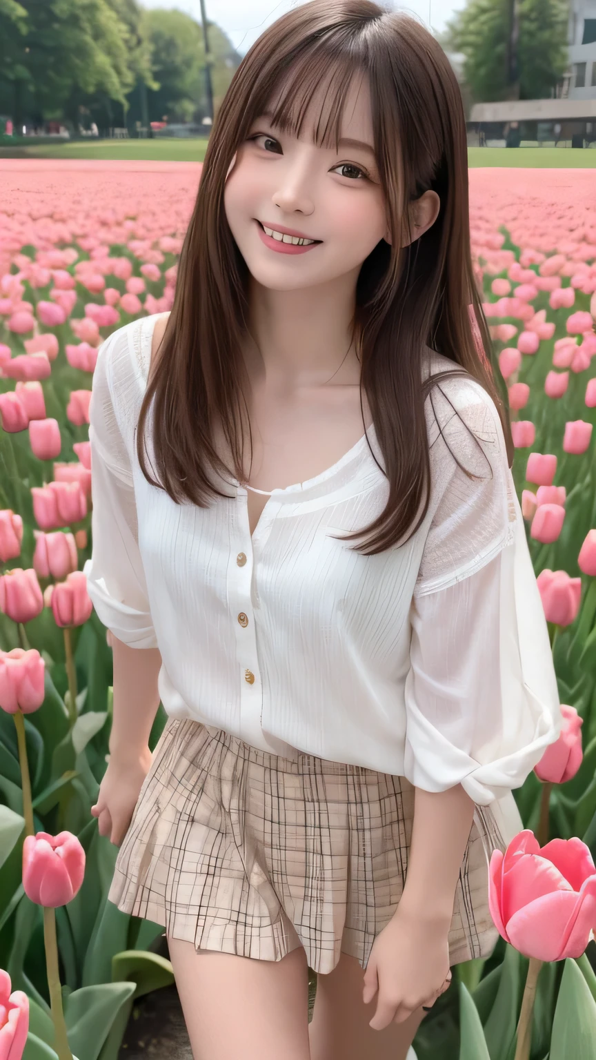Best image quality (8k, High resolution, masterpiece: 1.2), Very detailed, Random Hairstyles, 26-year-old woman, 

Extraordinary beautiful girl、Cute and beautiful face details、(Dealing with the Children_v1:0.008)、


score_9, score_8_upper, score_7_upper, 
situation: A 16-year-old girl is walking through a vast tulip field.。
clothing: In a white ruffled blouse、Floral Skirt。Sandals for your feet。
Pause: Walking while gently stroking the tulips。
Camera angle: A photo of the girl looking up through the tulips。


,Active stop temporarily ,
On her side、The thunder danced。
Focus on the upper waist


, Random cute poses ,Big eyes ,Puffy eyes ,  Heart pupil, blush  , Big shy smile , salute

　

