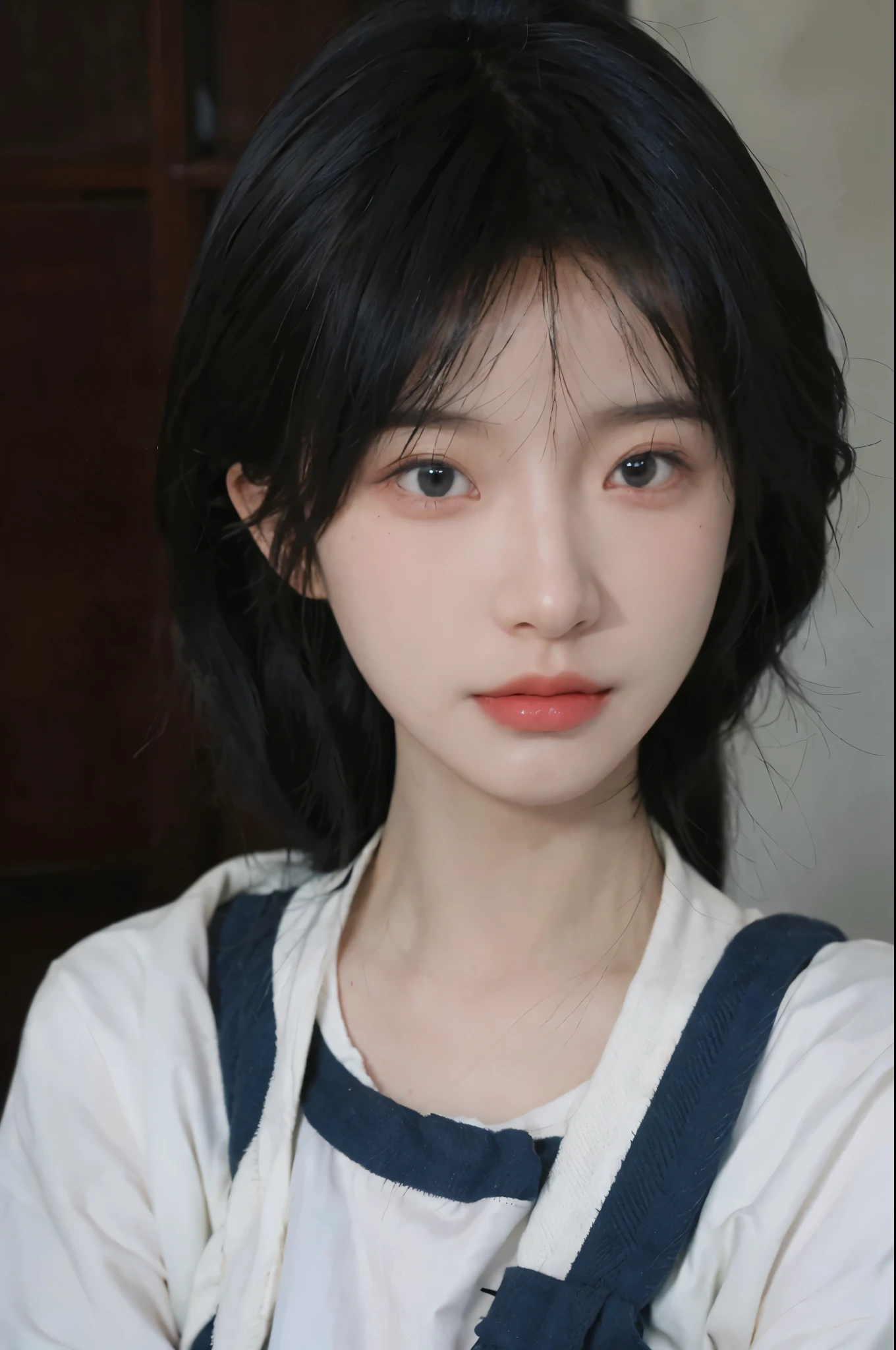 Best quality,Ultra-high resolution,(lifelike:1.4),Cute hairpin,2girll,Sparkling eyes,Short blue hair,jk,Snow-white skin,Blush,Slim beauty,At school,Ultra-fine face,Exquisite eyes,Double eyelids,