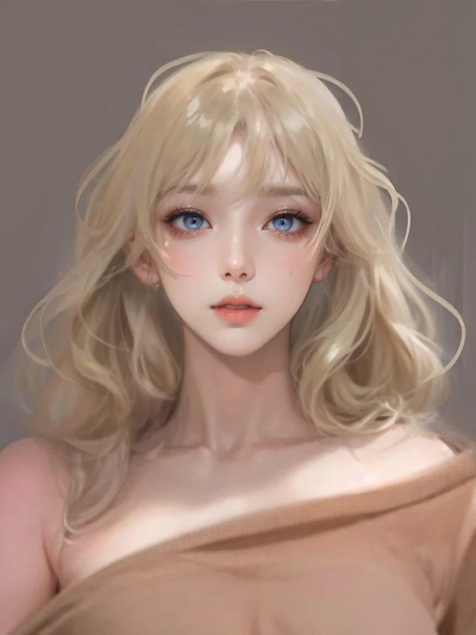 Beautiful female model with blonde hair, Hair with slight highlights, Gray-blue eyes, Medium mix, Wet paint, Gem beetle, Colored background, , Photographed by Jinna Chan.. - At six p.m.&#39;clock,Big tits,body