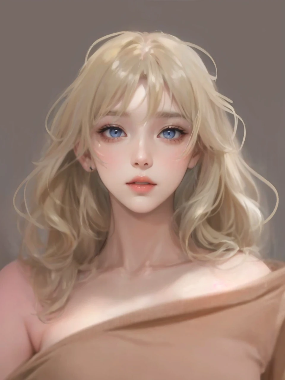 Beautiful female model with blonde hair, Hair with slight highlights, Gray-blue eyes, Medium mix, Wet paint, Gem beetle, Colored background, , Photographed by Jinna Chan.. - At six p.m.&#39;clock,Big tits,body