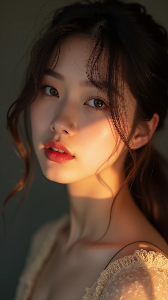 (Delicate lips), (Realistically:1.37), (Vibrant colors), (Studio Lighting), (concentrate), (High Dynamic Range), (Bokeh), (In contrast), (Kilogram:1.2), (grace的), (grace), (like々Shii), (Luxury accessories), (Shining eyes), (shine), (calm), (shine), (dream-like), (Dynamic), (素晴らShiiもの), (Sensitive), (dramatic), (complicated), (eternal), (Dress nicely), (mystery), (mystery), (mystery), (picture perfect), (interesting), (personality), (masterpiece), (high resolution), (Best quality, 4K, 8K), Solitary, 18 year old girl