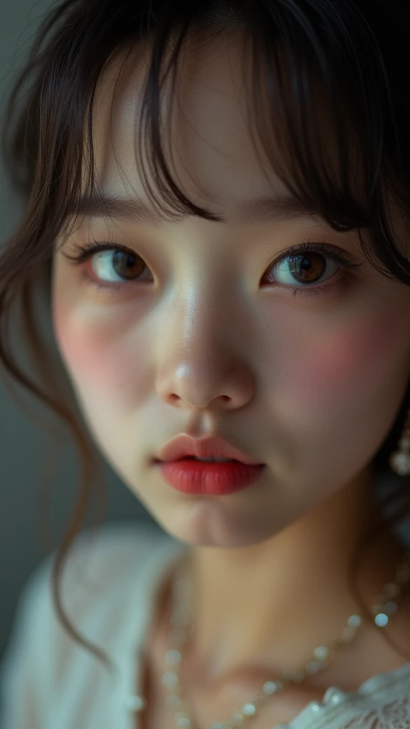 (Delicate lips), (Realistically:1.37), (Vibrant colors), (Studio Lighting), (concentrate), (High Dynamic Range), (Bokeh), (In contrast), (Kilogram:1.2), (grace的), (grace), (like々Shii), (Luxury accessories), (Shining eyes), (shine), (calm), (shine), (dream-like), (Dynamic), (素晴らShiiもの), (Sensitive), (dramatic), (complicated), (eternal), (Dress nicely), (mystery), (mystery), (mystery), (picture perfect), (interesting), (personality), (masterpiece), (high resolution), (Best quality, 4K, 8K), Solitary, 18 year old girl