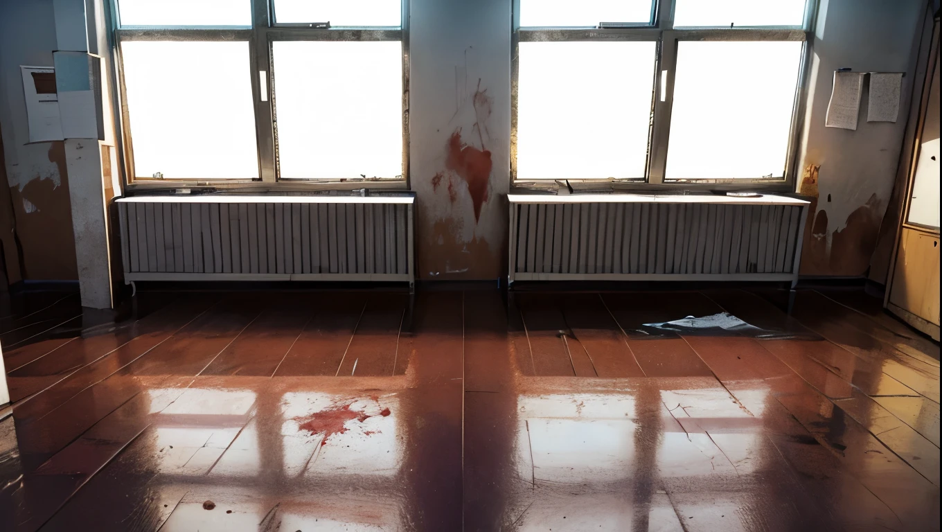 School classroom,no person,abandoned,bloody,gore,scary,creepy