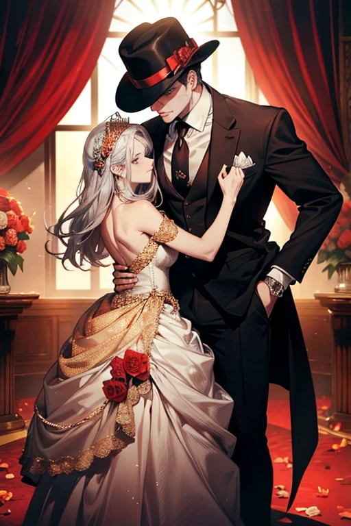**Color Palette**: Select a color palette that exudes passion and mystery. Deep reds, blacks, and grays can symbolize both romance and the dangerous world of the mafia. Adding a hint of gold or silver can convey luxury and wealth.
**Images or Illustrations**:
- **Couple**: Feature a couple on the cover, with the female character (Emma) and the male character (Lucas) in an embrace, or a passionate pose. Make sure their chemistry is visible, but keep it tasteful.
- **Mafia Element**: Incorporate subtle mafia-related imagery, such as a silhouette of a man in a fedora, or a gun and roses, to hint at the danger in the story.