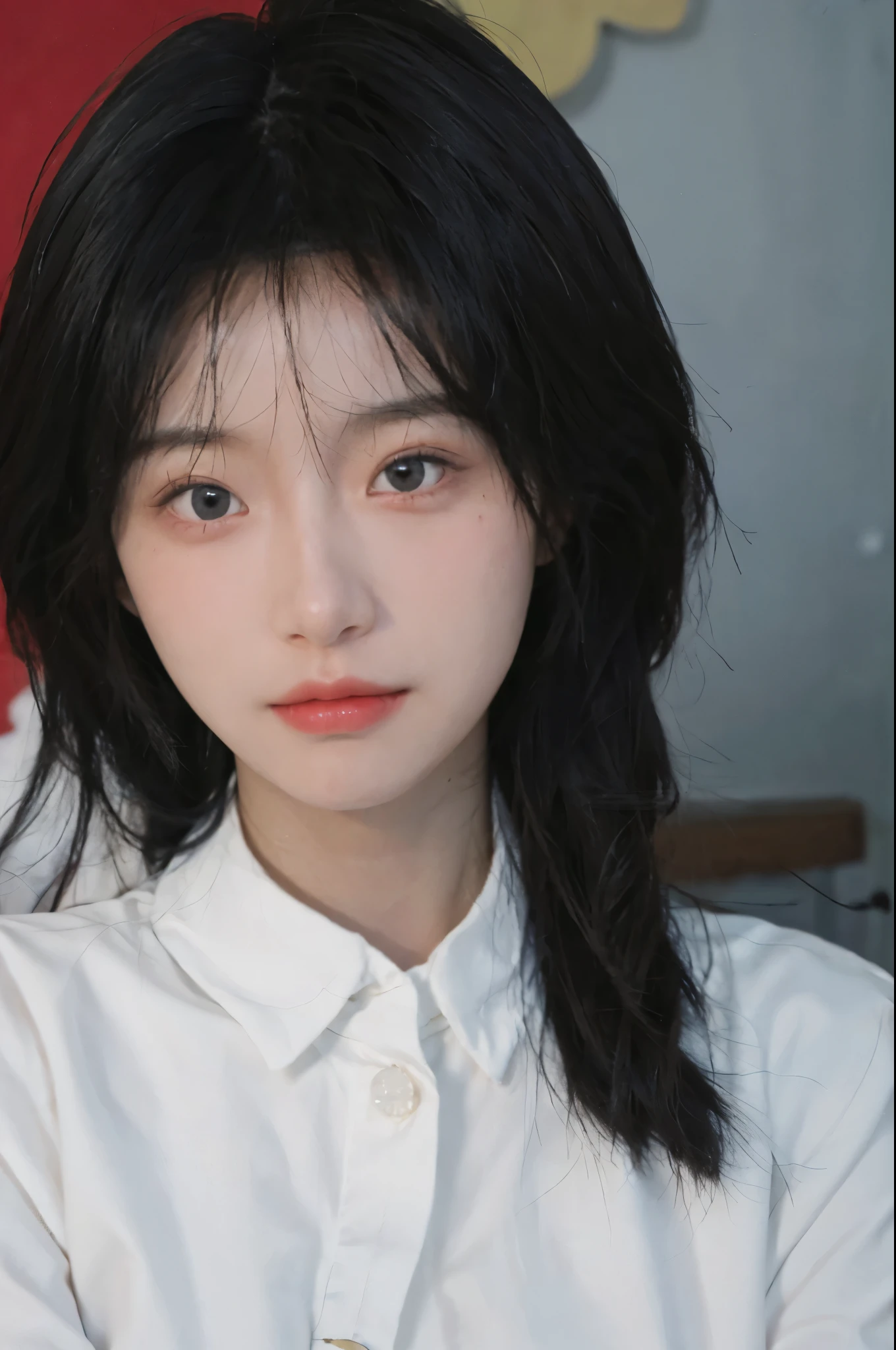 Best quality,Ultra-high resolution,(lifelike:1.4),Cute hairpin,2girll,Sparkling eyes,Short blue hair,jk,Snow-white skin,Blush,Slim beauty,At school,Ultra-fine face,Exquisite eyes,Double eyelids,