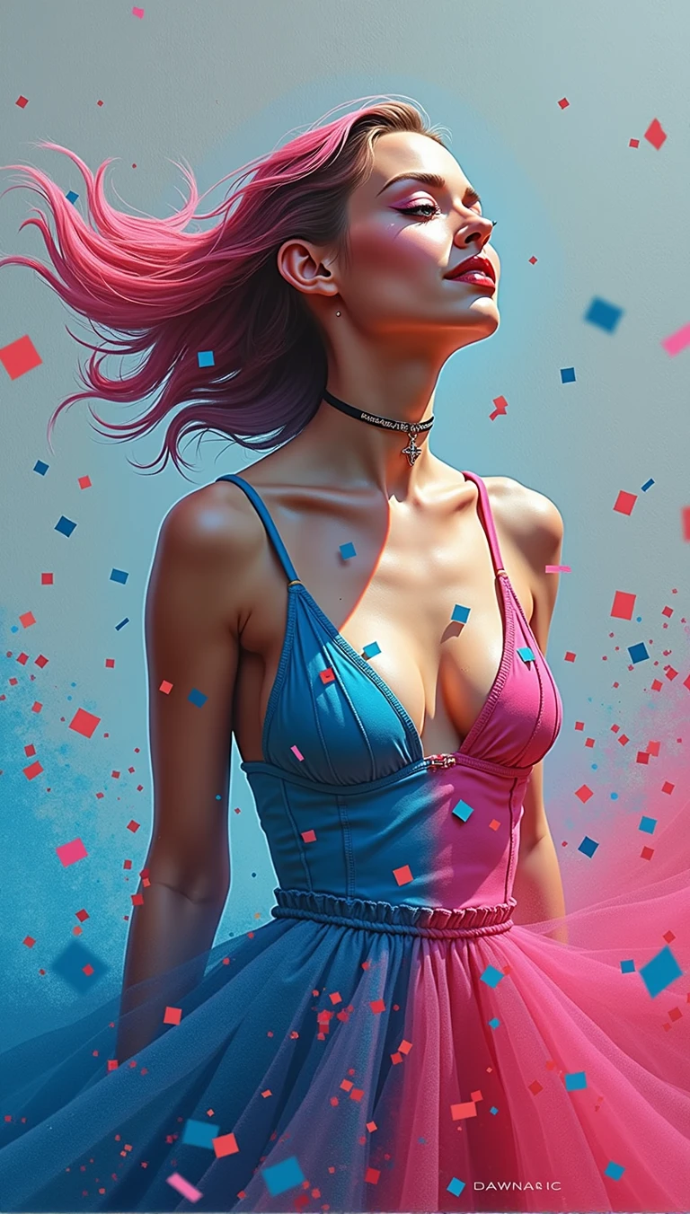 Create an image of Harley Quinn, the iconic character from the DC Universe, with a playful and mischievous expression, reflecting her unpredictable and humorous nature.
Harley’s hair should be styled in her signature pigtails, with one side dyed pink and the other Blue. She should wear a classic Harley Quinn outfit, inspired by her appearances in movies and comics. This could include a mix of her “Suicide Squad” look with a baseball tee and shorts, or a more traditional jester outfit with a modern twist. Use bold colors like red, black, and white, with accents of Blue and pink. Consider adding her signature accessories, such as her “Puddin” choker, a pair of mismatched gloves and a hammer. Harley should have a playful, mischievous smile or smirk, with wide, expressive eyes. She might be winking or sticking out her tongue to emphasize her cheeky personality.She could be posed in a fun and dynamic way, such as leaning on her hammer, or with one hand on her hip and the other gesturing playfully.The background could be a simple, colorful backdrop that complements her vibrant personality. Consider using a blend of red, Blue, and black colors, or a playful pattern like diamonds or confetti.Holding a sign,It says "I love NB"