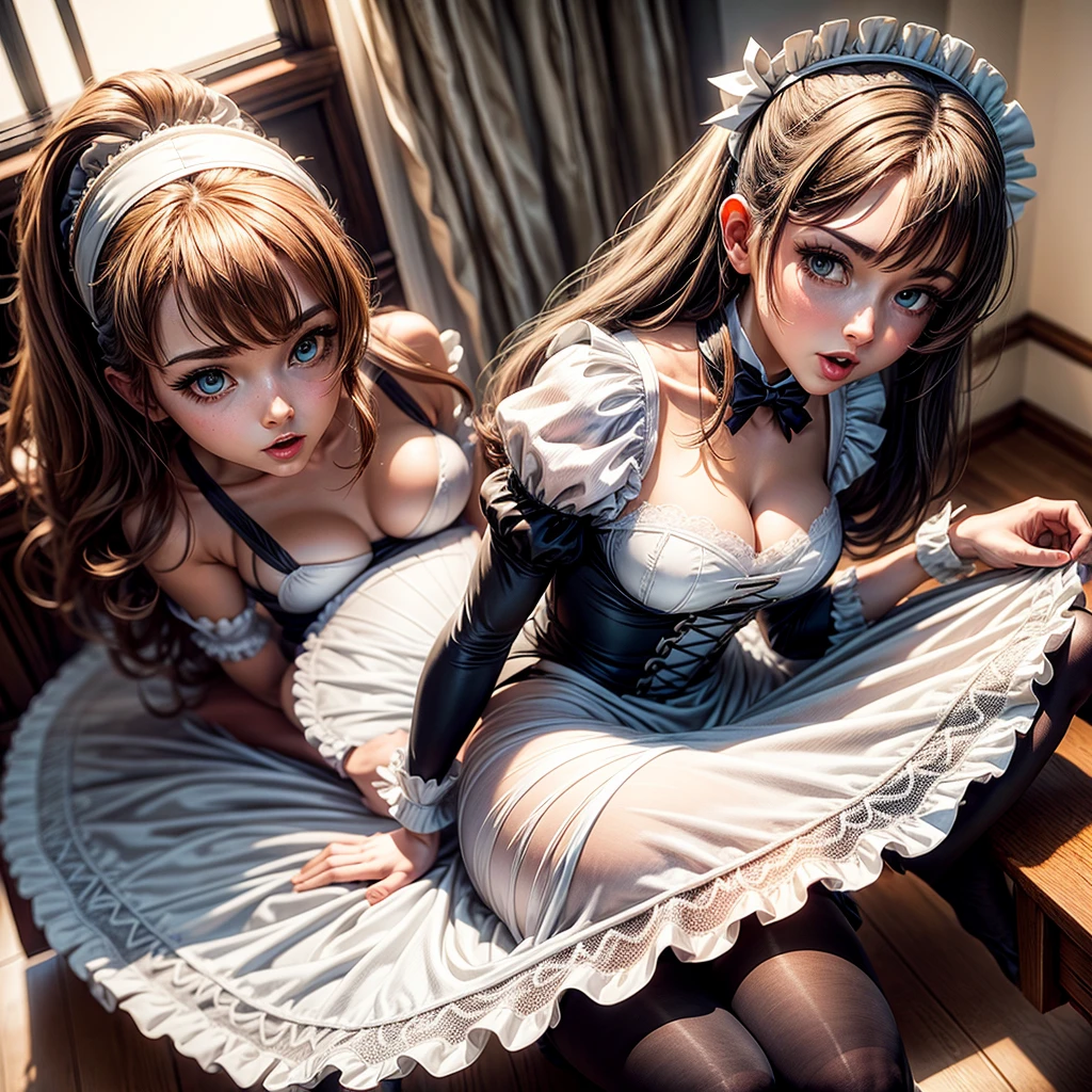 Rise of Langley, Maid outfit, in pantyhose 