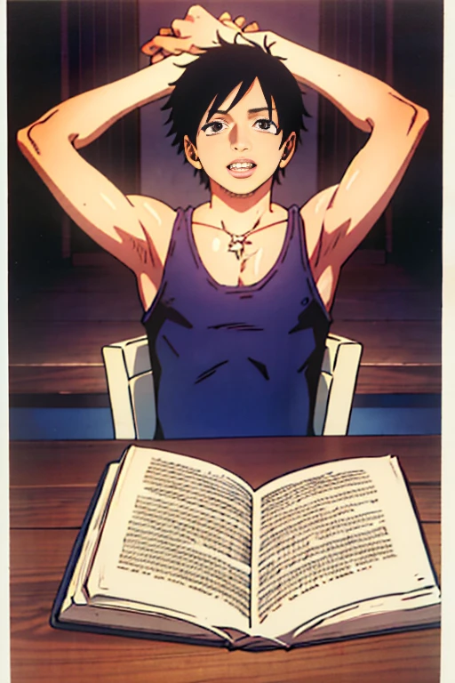 (detailed), (the bible), (1 young man), chico lee la the bible en un mundo paralelo, 8k, (Hyperrealism)