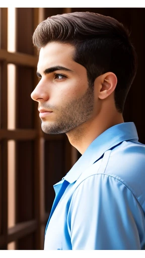 A young Israeli man focus on face photo