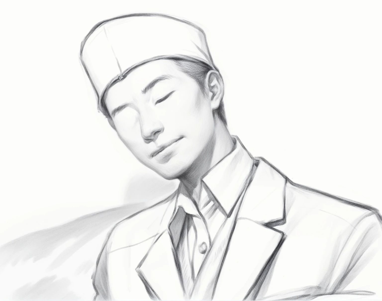 Sketch, man, detailed, masterpiece, monochrome, Indonesian, songkok