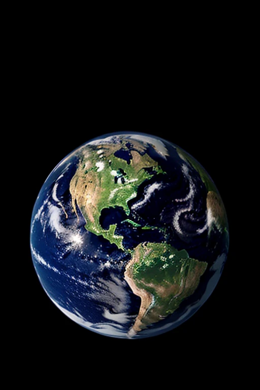 Draw the earth on a black background in large size 