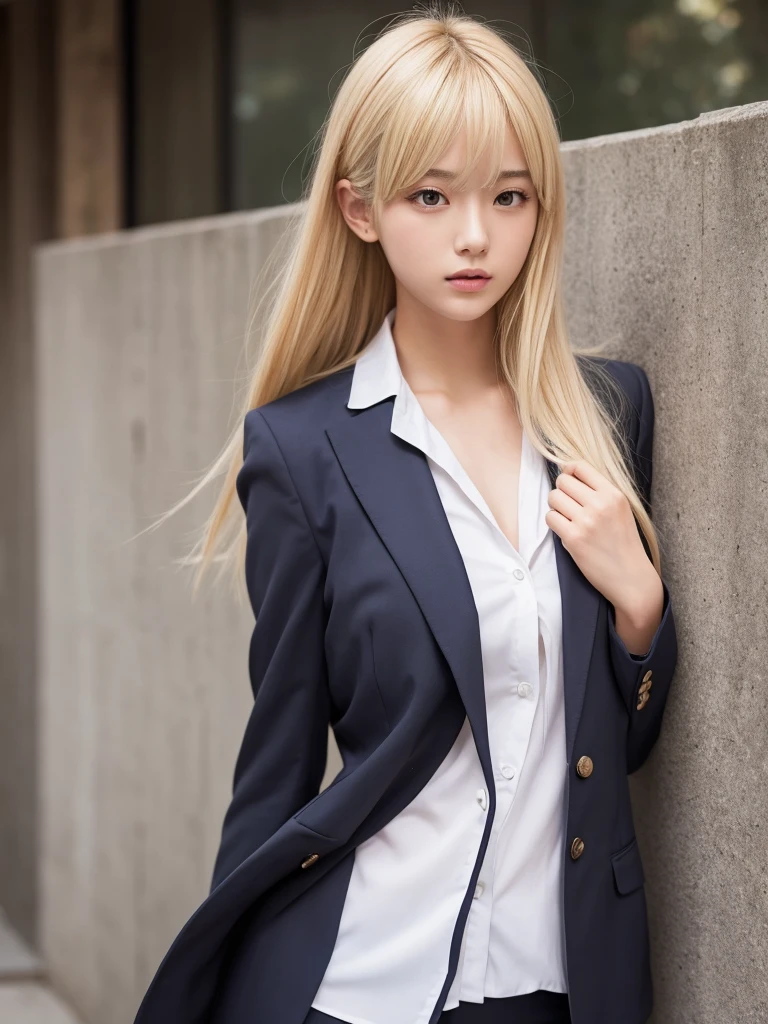 Blonde,Shortcuts,chest, Highest quality, suit,cool,One girl,older sister
