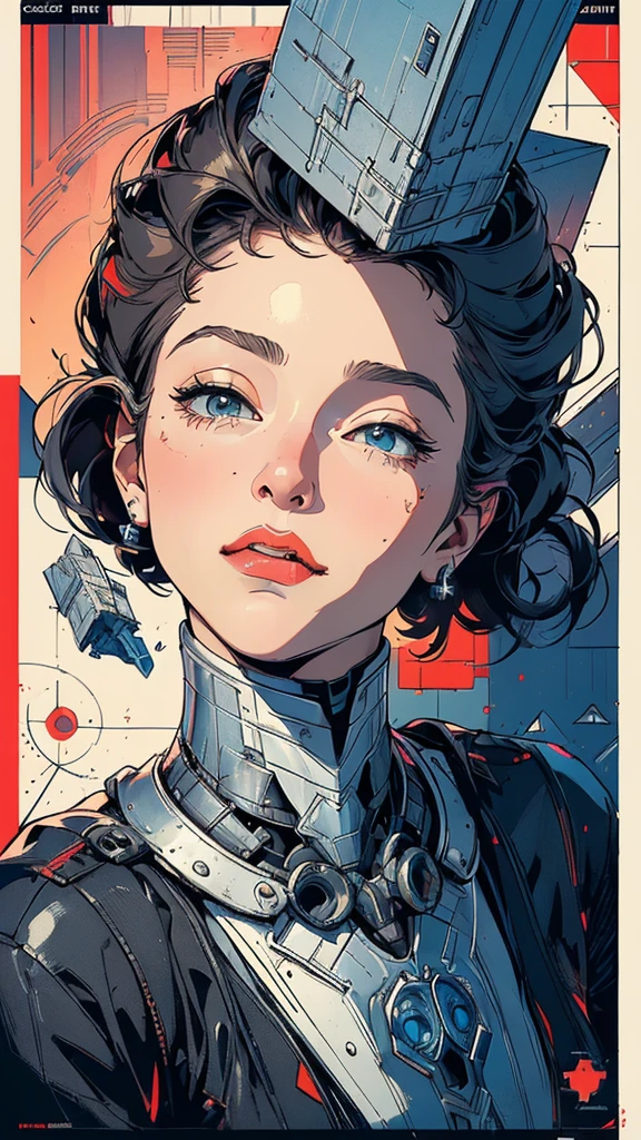 (((masterpiece, highest quality))),(((solo:1.2))),(((1girl:1.2))),32k wallpaper, very detailed, poster, vintage science fiction,(((((geometric cinematic movie poster))))), (bauhaus),(((abstract))),(((mid century modern))),(((((portfolio))))),(((((Close-up))))),(((((bust up))))),((((more various angle)))),(((highlight))),Vast landscape,(((complete. detailed face))),(((Extremely talented))),(((most complecated machine))),Colorful color scheme,(((((detailed crooked huge chin)))),((((very slumped jaw)))),
