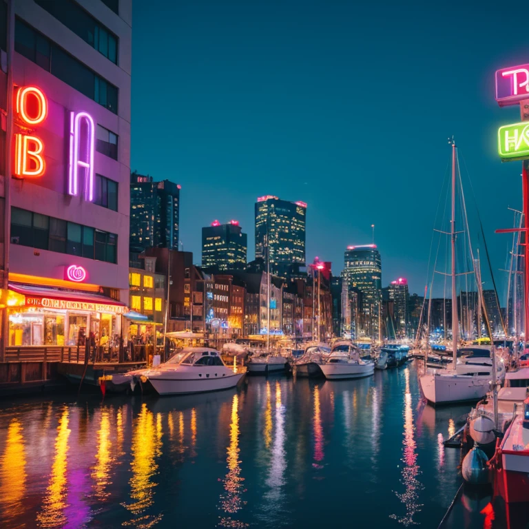 harbor，Lots of neon，Vision
