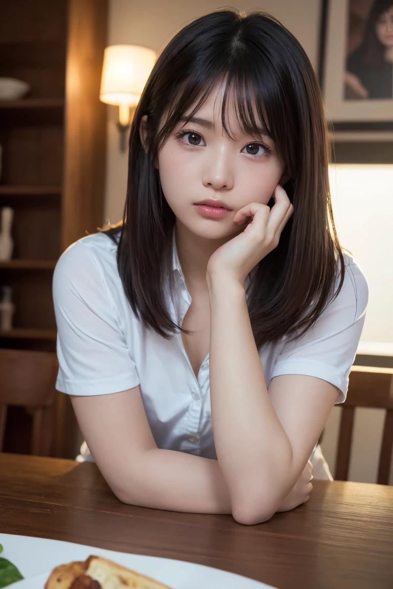 Urzan-6500-v1.1, (RAW Photos:1.2), (Photorealistic), Beautiful detailed girl, (Genuine: 1.4), Very detailedな目と顔, Beautiful and fine details, Snow Scene、Large file size, High resolution, Very detailed, Highest quality, [masterpiece:1.6], Awareness-raising, Very detailed, Hmph, In detail, Highest quality, 8k wallpaper, Cinema Lighting, One Girl, 17 years old, Perfect figure, Cute droopy eyes、Beautiful big eyes、Pieck Finger, ((Tabletop)), Highest quality, One Girl, eye shadow, Upper Body, Portraiture, ((Full Body Shot:1.2))、