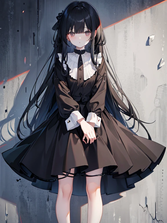 Girl long hair black Mourning clothes skirt Droopy eyes