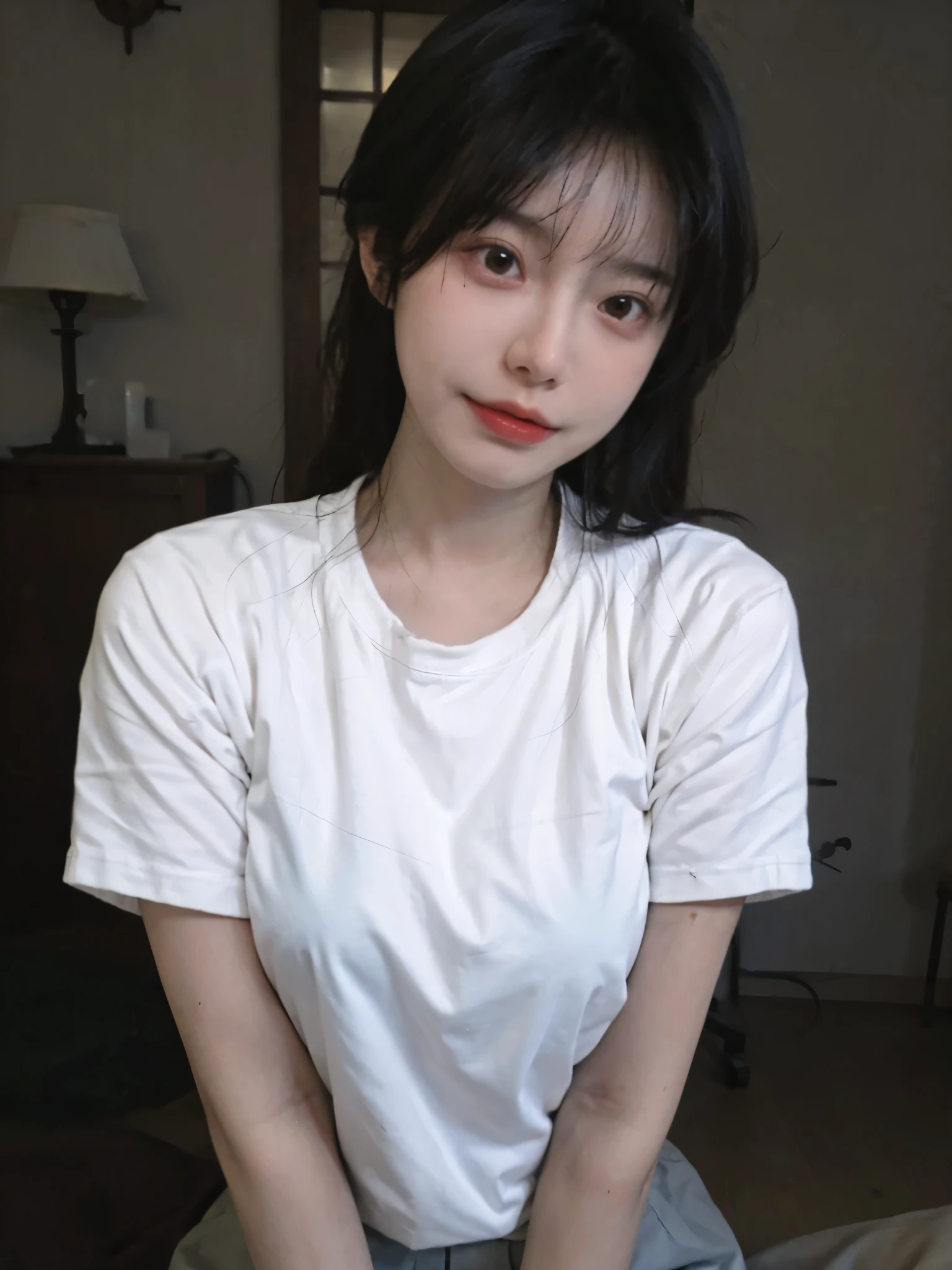 Best quality,masterpiece,Ultra-high resolution,(Photo Realism:1.4),Girl,Sexy,cute,(shirt:1.2),(Big breasts:1.3),(whole body:1.4)