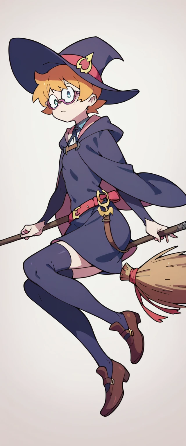 Lotte Jansson, solo, broom riding, witch, witch hat, glasses, under-rim eyewear